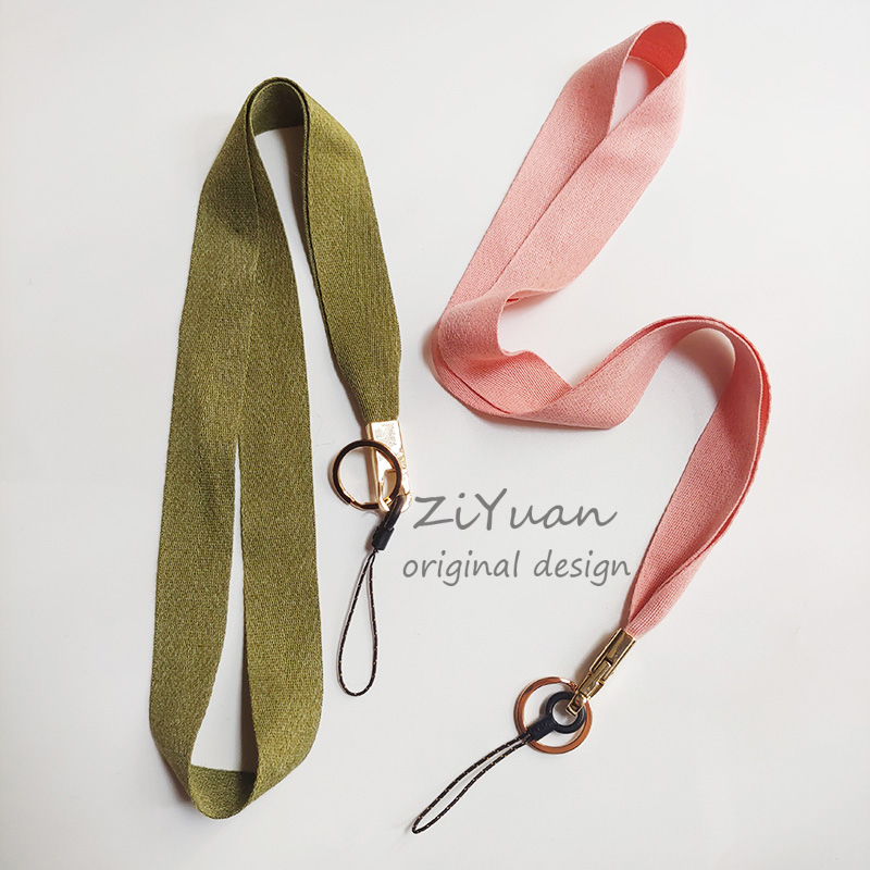 可拆卸挂脖绳纯棉手机绳