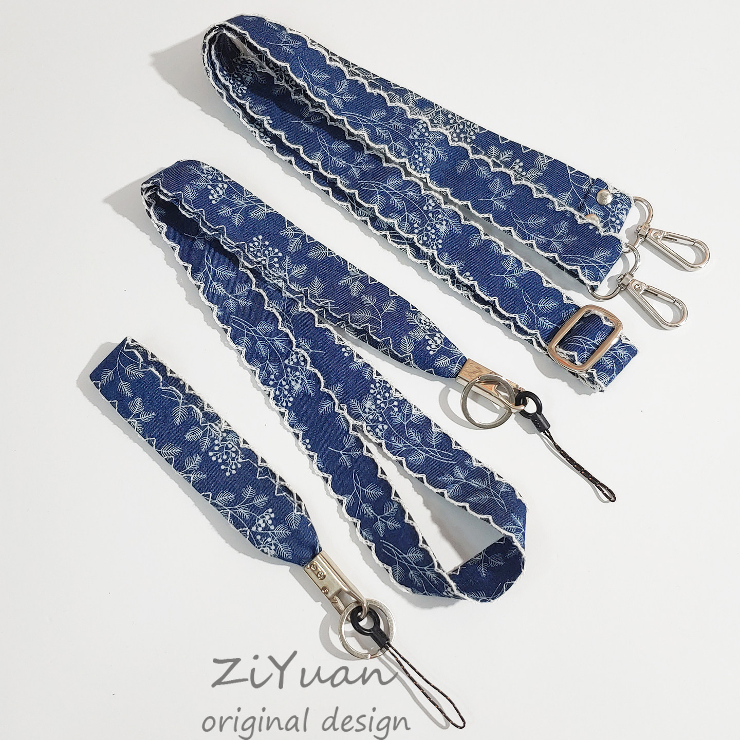 原创牛仔布色花边拆卸挂脖绳手机壳垫片肩带印花斜挎手腕短挂绳链,3C数码配件,手机挂件/手机链,淘宝优惠券,粉丝福利购,淘宝优惠卷
