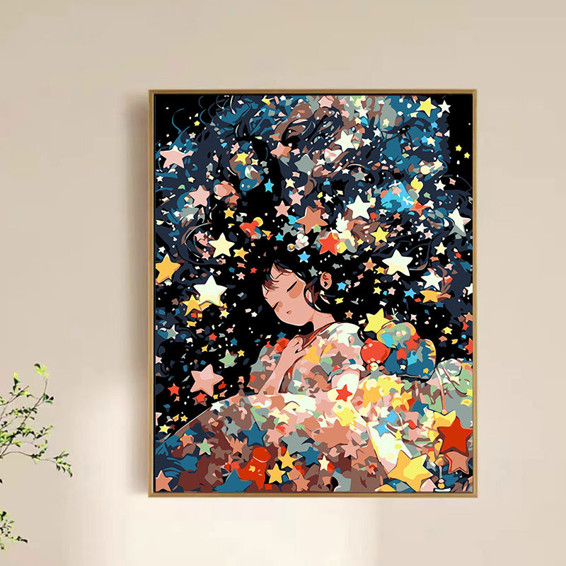 diy数字油画手工手绘挂画卡通人物客厅挂画装饰画油彩画动漫人物图片