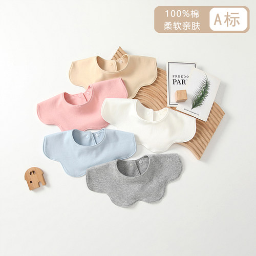 婴儿纯棉花瓣小围嘴ins风口水巾
