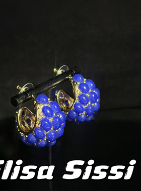 新款小众设计感 耳钉时尚可爱百搭几何蓝色 耳针复古小众蓝色