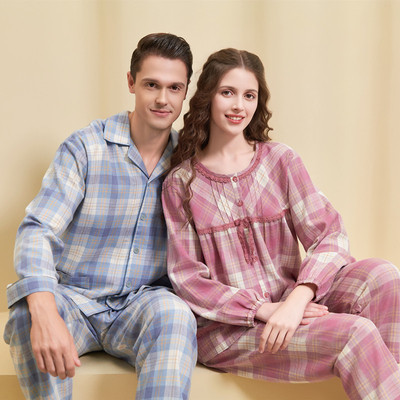 大码长袖春秋纯棉情侣睡衣麦可将