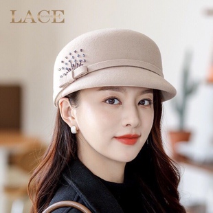 帽子女款冬显脸小贝雷帽女士2025年新款时尚冬季洋气羊毛鸭舌帽