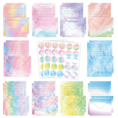 欧美流行水彩渐变信纸信封套装