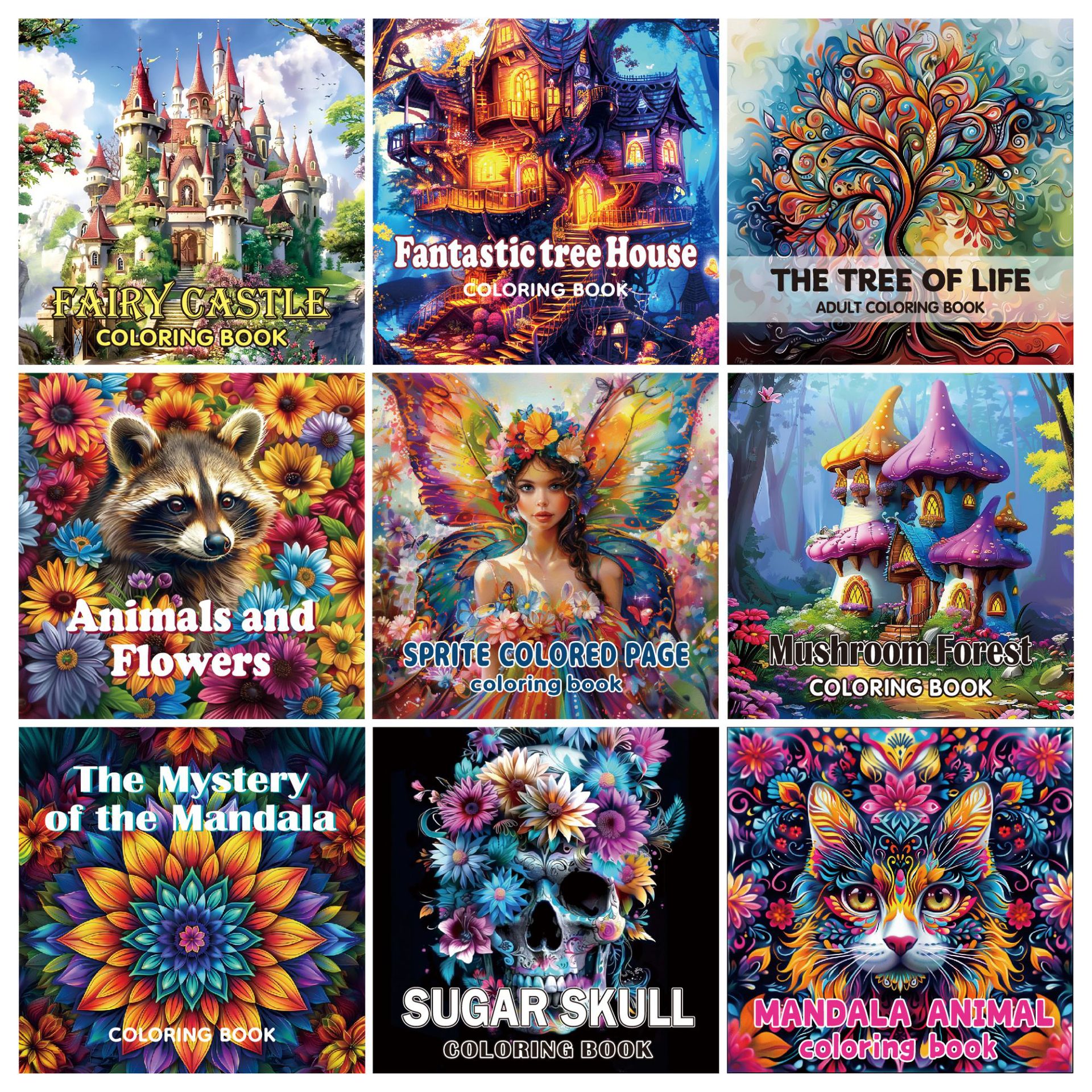 曼陀罗动物水彩涂色本外贸涂鸦本