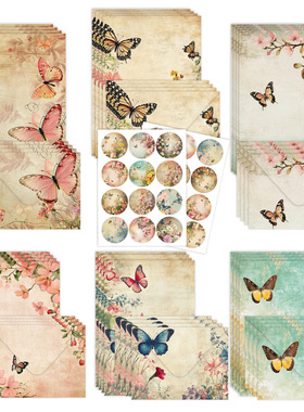 Vintage Letter Paper Envelopes欧美复古信纸信封套装贴纸信笺纸
