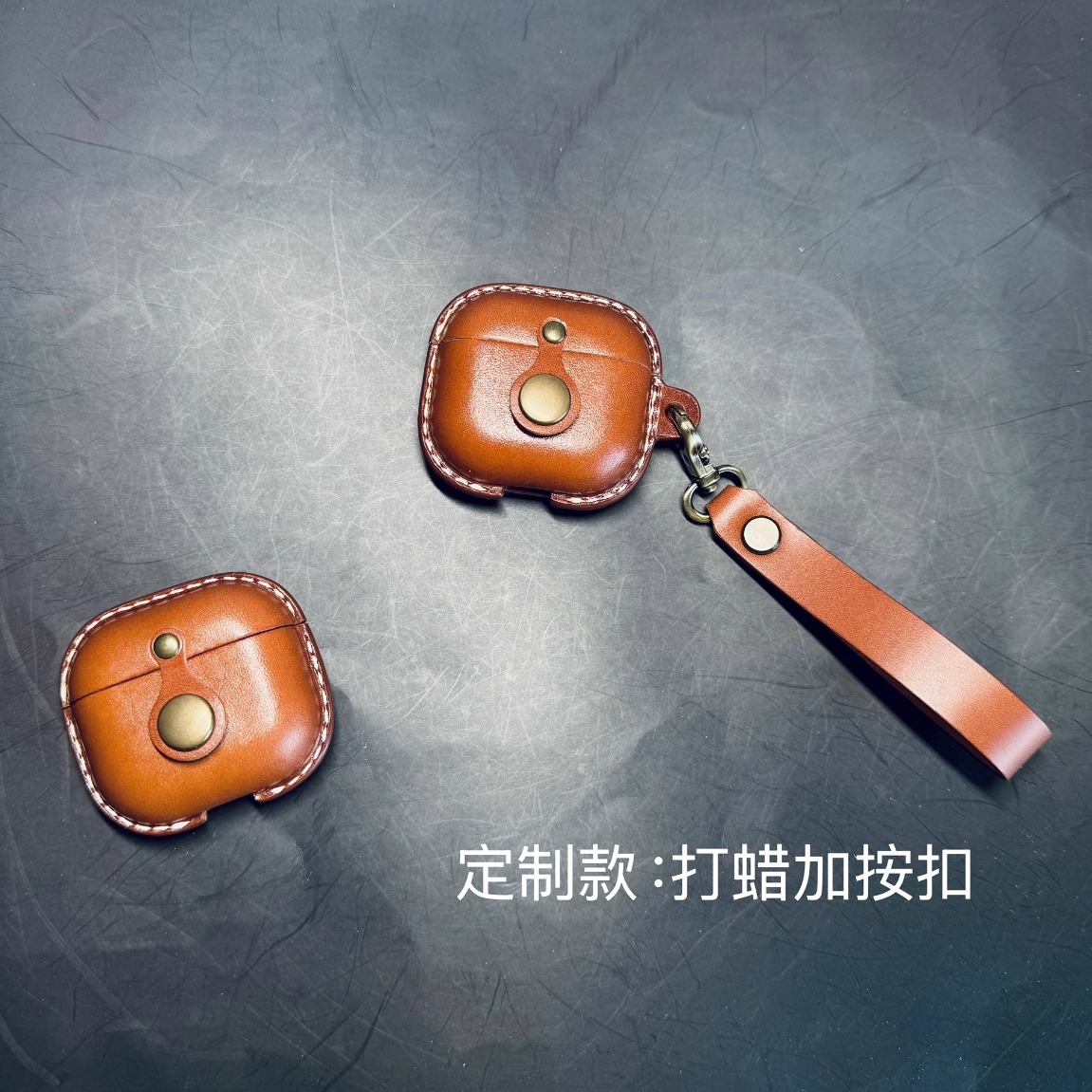 AirpodsPro3/2真皮保护套壳双层手工原创牛皮套Airpods4适用苹果