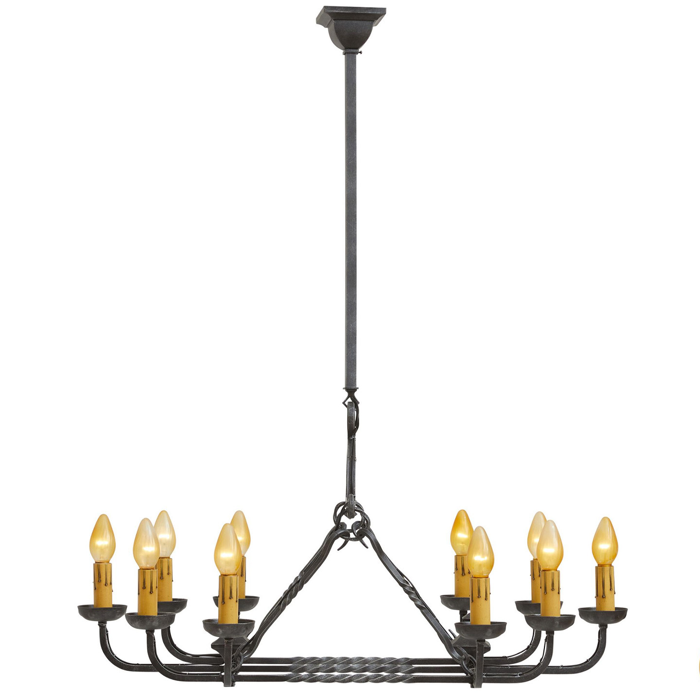 法式复古长条铁艺蜡烛吊灯 设计师创意古董风格餐厅餐桌岛台主灯