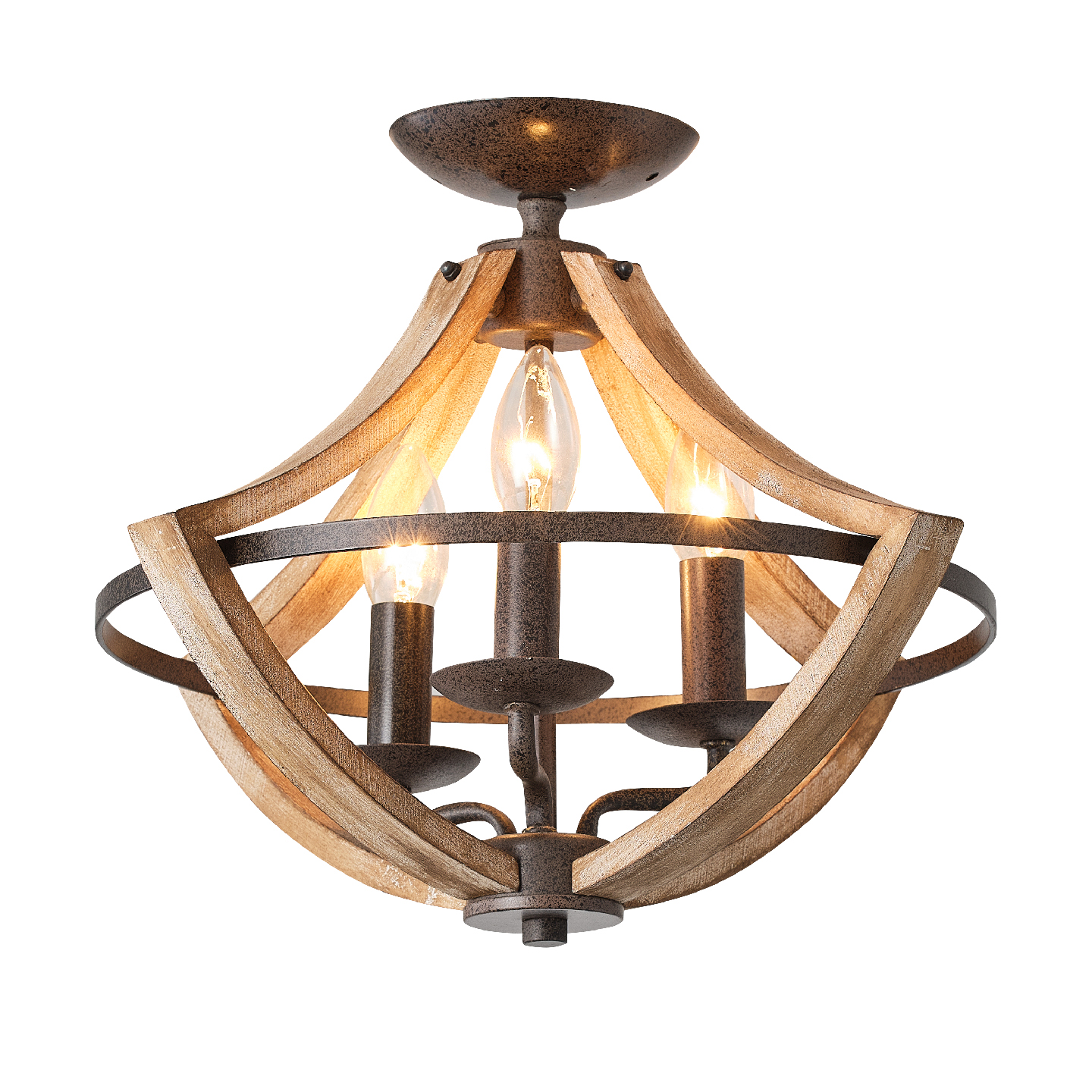 美式复古木质玄关吸顶灯设计师创意艺术田园风过道走廊高级感灯具