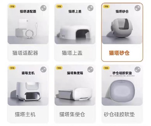 【有陪猫塔专用配件】底座上盖球仓控砂垫硅胶垫电源线凝胶集便箱