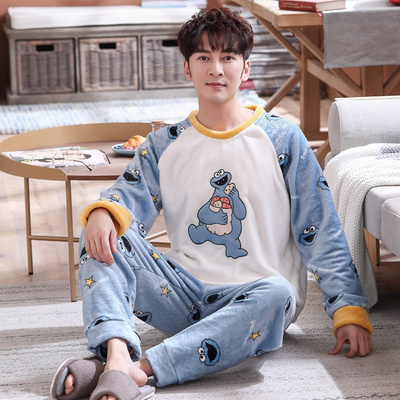 珊瑚绒冬季加厚保暖两件套家居服