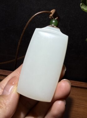 收藏级~新疆羊脂白玉籽料平安无事牌吊坠挂件观音佛玉石雕刻4~41