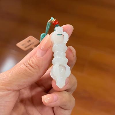 元旦福利~新疆和田玉吊坠羊脂玉金刚杵挂件玉石雕刻培训学校02047