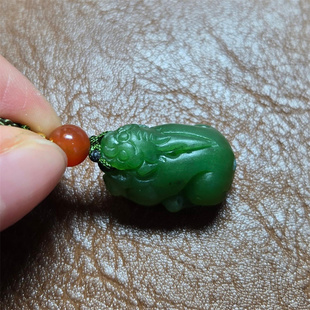 福利~碧玉籽料小貔貅 新疆和田玉籽料吊坠挂件瑞兽挂件玉石雕刻