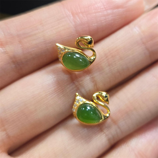 福利~碧玉籽料耳坠无黑点新疆和田玉吊坠挂件和田玉石雕刻裴培训