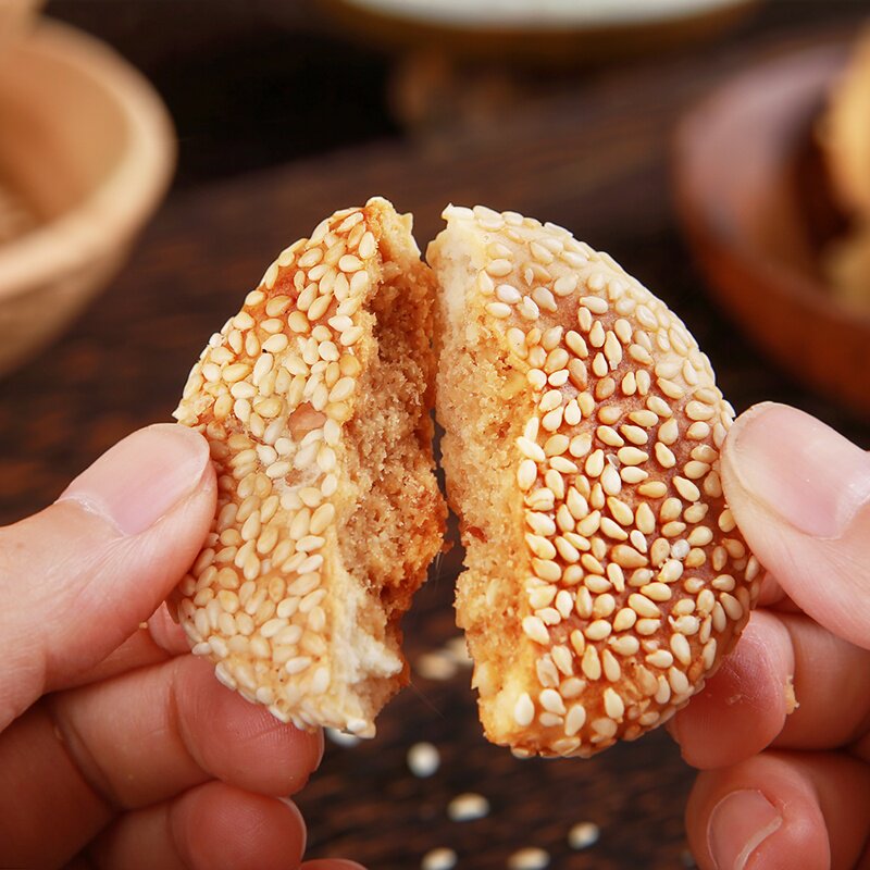 中冠土麻饼四川特产老式椒盐麻饼酥脆芝麻饼350g成都重庆小吃零食