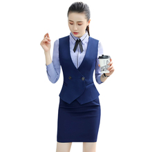 美容师工作服女职业套装蓝色马甲1