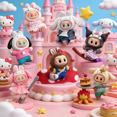 POPMART泡泡玛特拉布布三丽鸥家族搪胶毛绒挂件盲盒LABUBU凯蒂猫