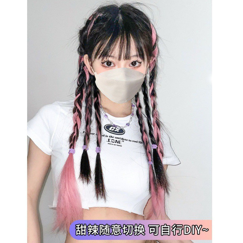 甜酷假发麻花辫鱼骨辫高马尾