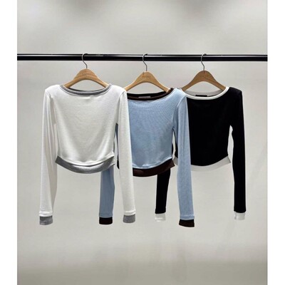 九1015韩国东大门t恤区BEENS-8669633秋季修身通勤简约纯色大气