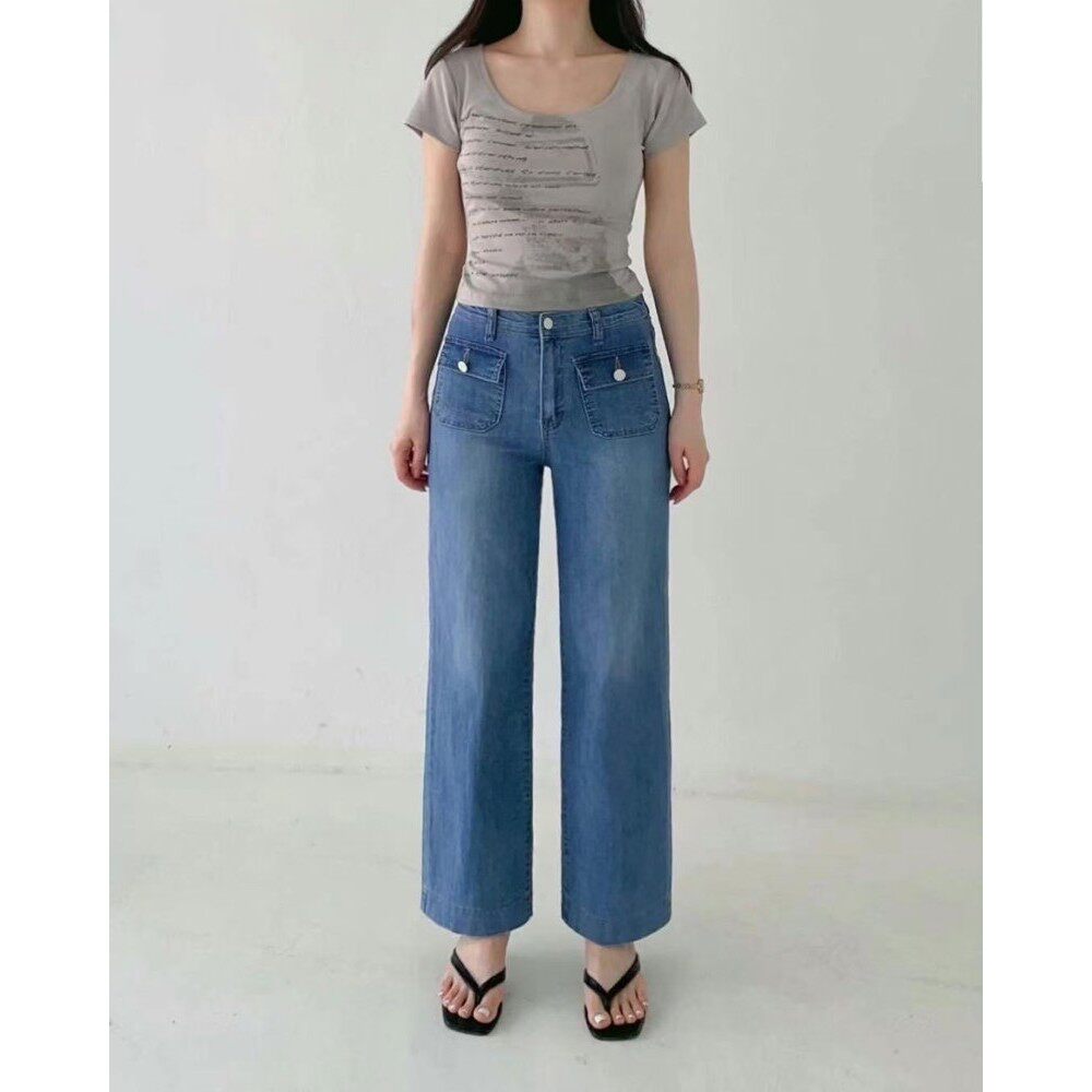 九0704韩国东大门运动牛仔裤区HowLuk-8577032韩版简约可爱修身