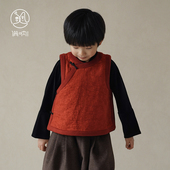 满呐2025秋冬新品 儿童红色中式 年服棉袄马甲