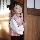 满呐2025秋冬民国风年服马甲裤 子A类女宝宝新年套装