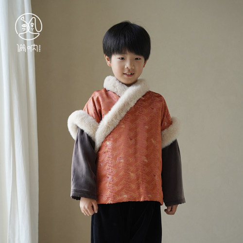 满呐汉服交领棉袄外套男童年服