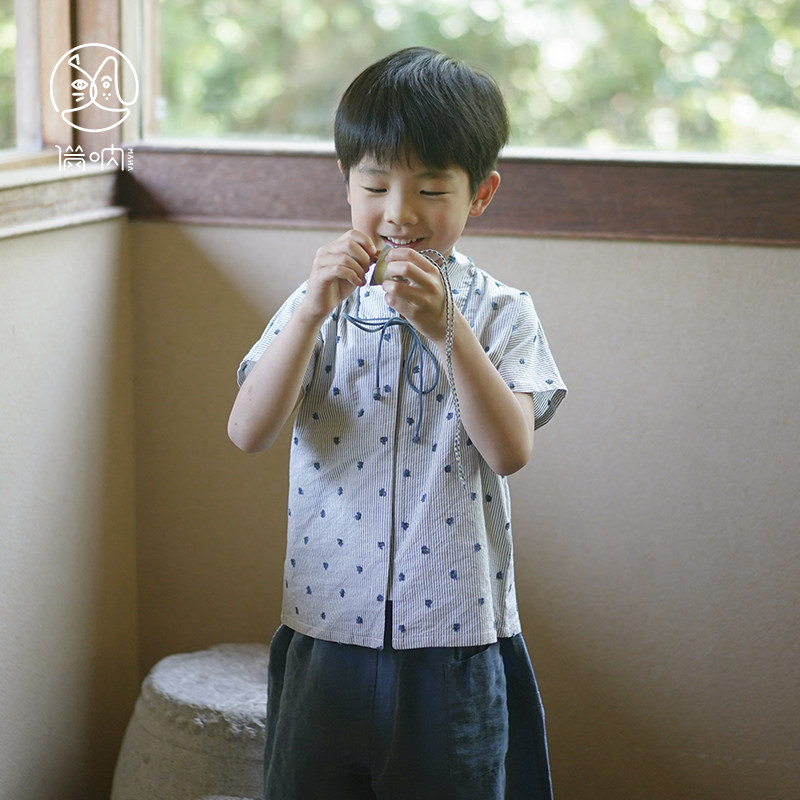 满呐2025夏季新品原创中式对襟衬衣全棉男童短袖衬衫A类,童装/婴儿装/亲子装,唐装,淘宝优惠券,粉丝福利购,淘宝优惠卷