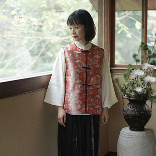 女士对襟盘扣马甲 桑蚕丝提花年服亲子装 满呐2025秋冬新品 新中式