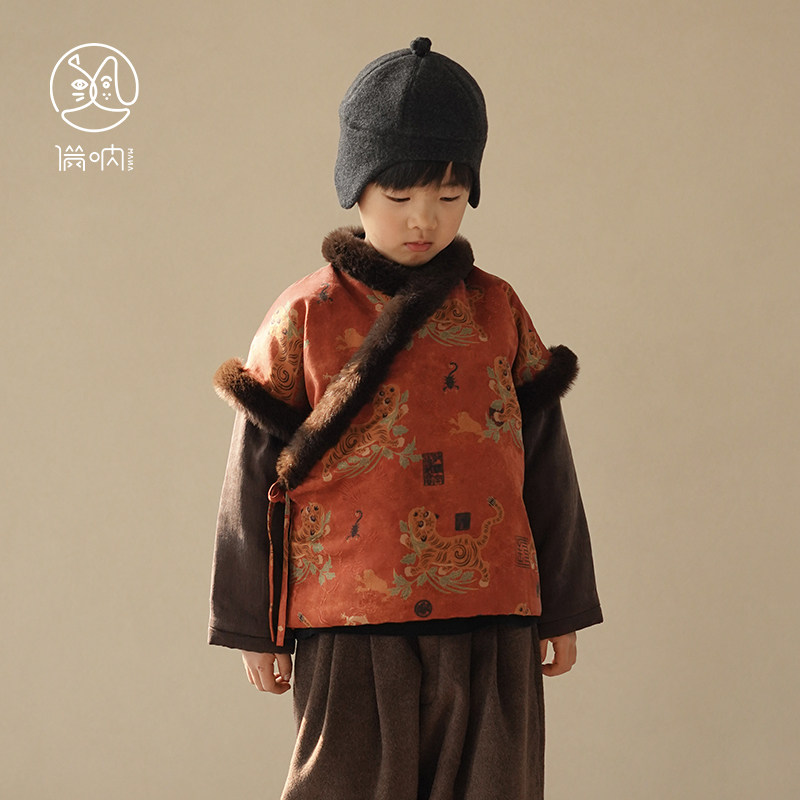 满呐2025秋冬新品原创汉服改良男童年服桑蚕丝香云纱棉袄保暖外套,童装/婴儿装/亲子装,汉服,淘宝优惠券,粉丝福利购,淘宝优惠卷