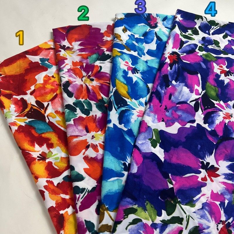 芙蓉麻平纹缎印花雪纺面料柔软有垂感多色春夏连衣裙衬衫上衣布料