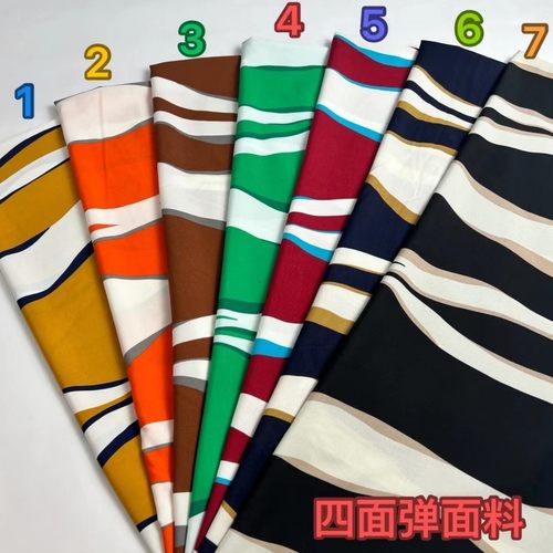 顺发纺织四面弹印花雪纺布料批发