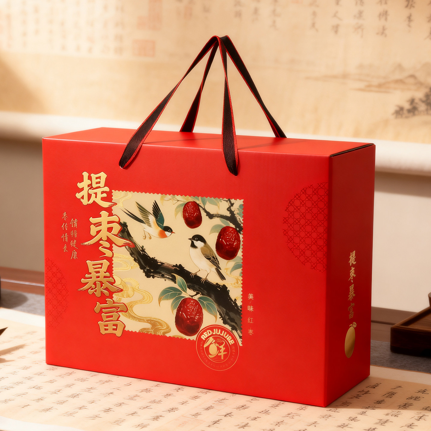通用红枣包装盒子纸皮薄皮核桃礼盒空国潮手提新疆特产干果礼品盒
