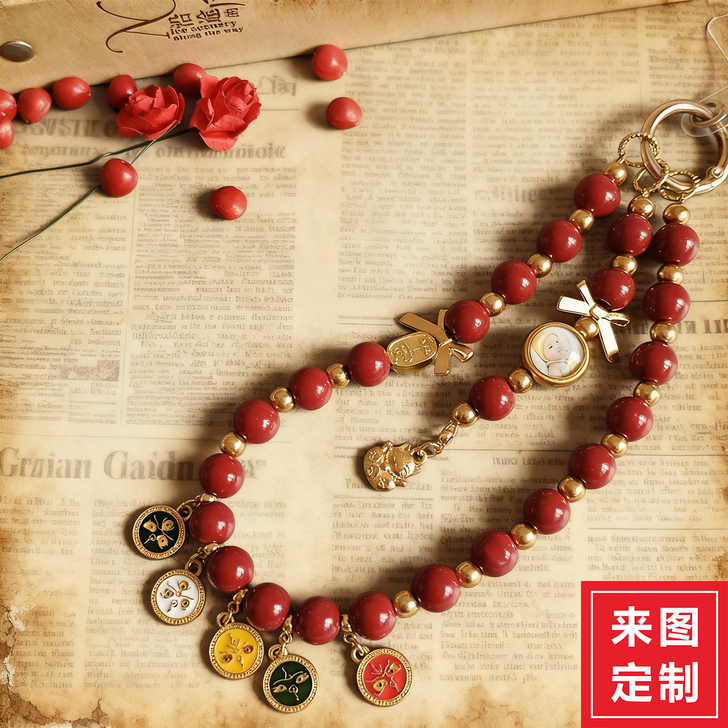 ins户外旅行diy照片手机链平安多宝汤姆猫和老鼠手提链手腕挂件