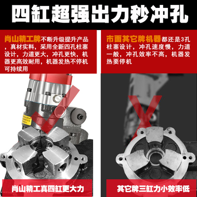 新品高端电动液压冲孔机角钢槽钢小型手提式不锈钢开孔切断打眼器