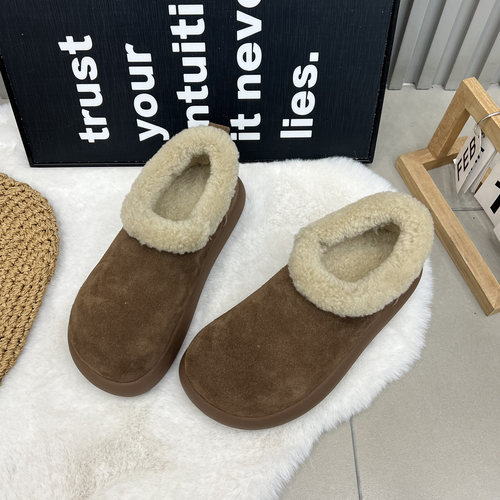 小土豆毛毛加绒勃肯鞋大头豆豆鞋