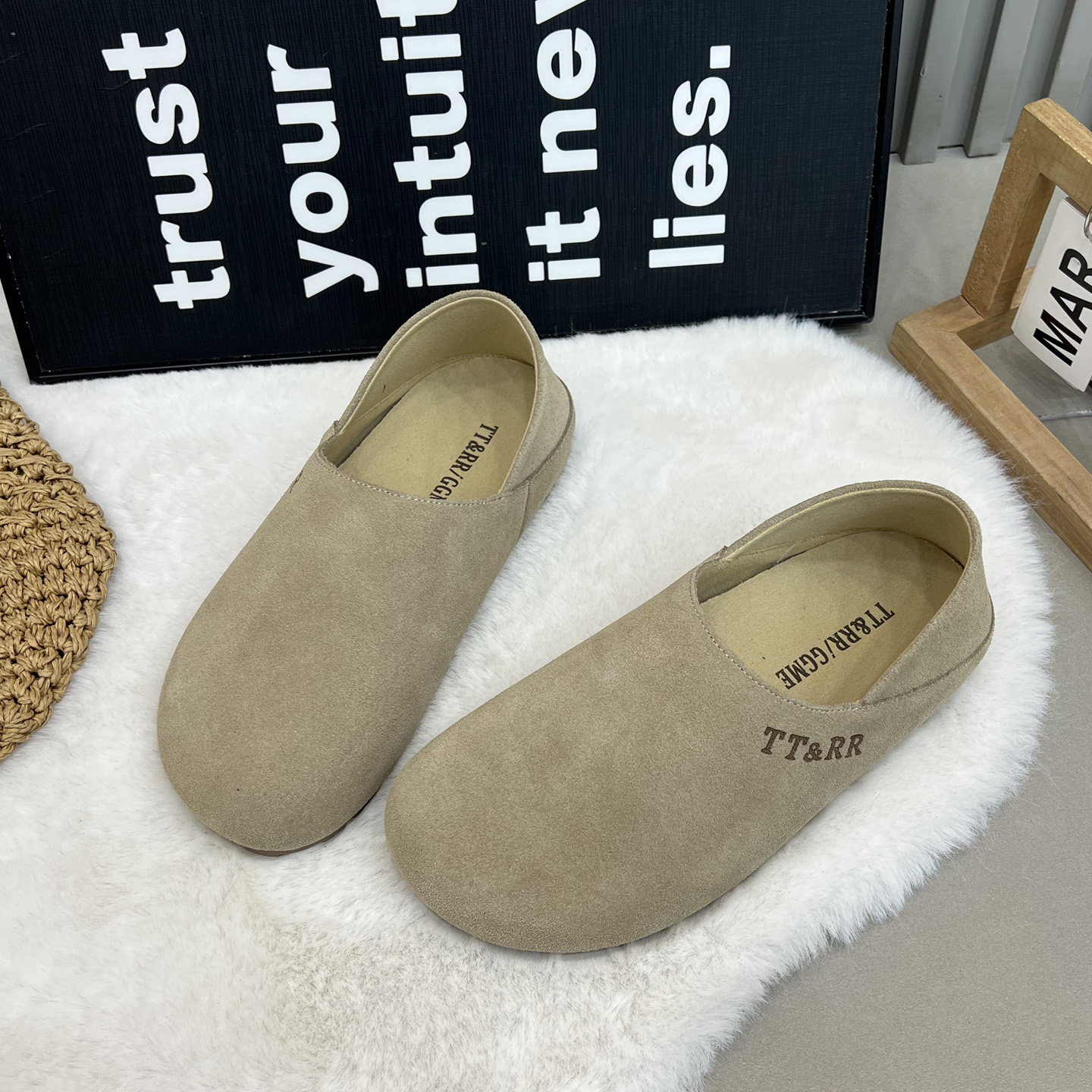 磨砂皮勃肯鞋女平底一脚蹬可踩脚两穿懒人鞋2026新款圆头休闲单鞋,女鞋,勃肯鞋/软木鞋,淘宝优惠券,粉丝福利购,淘宝优惠卷