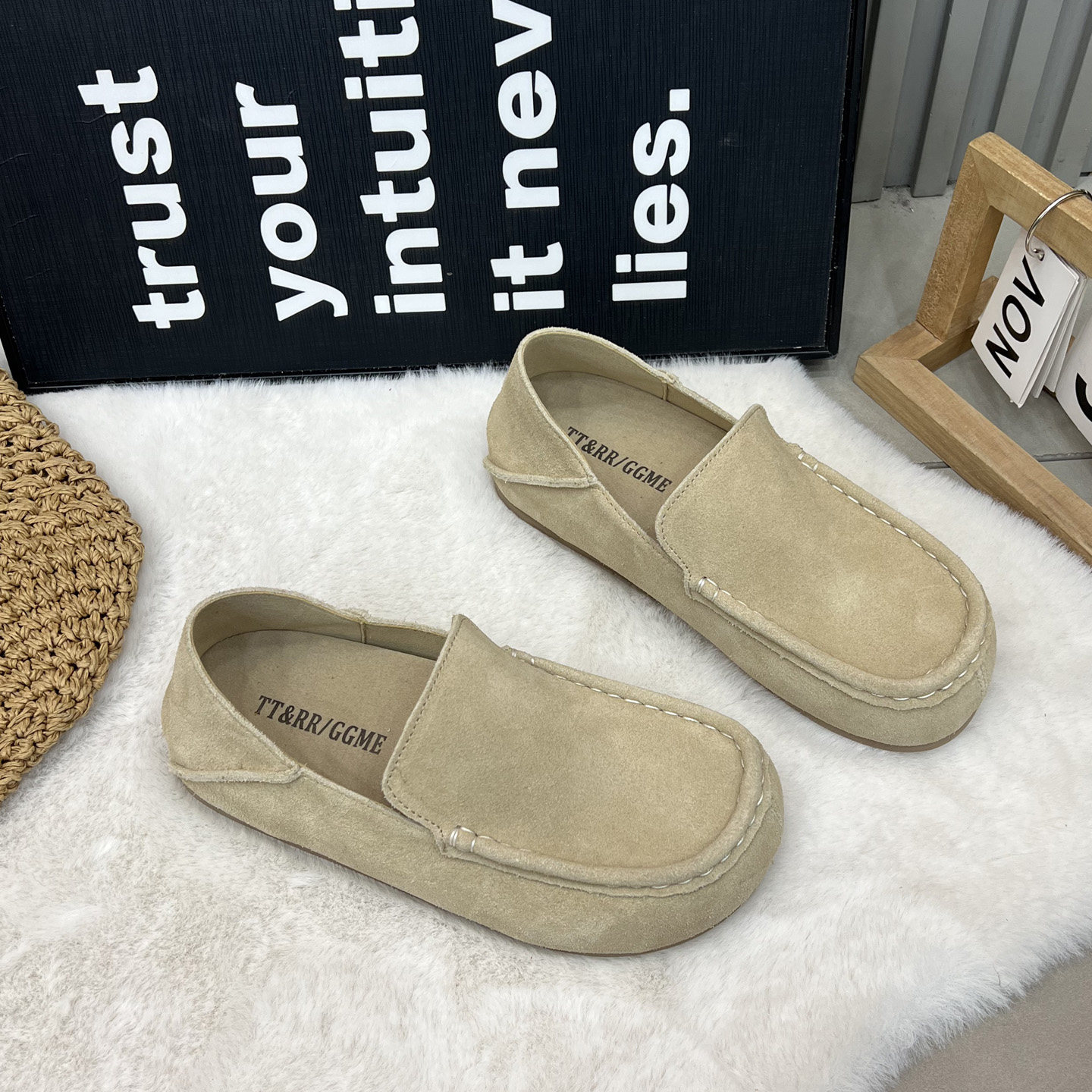 森系复古风真皮豆豆鞋女圆头浅口一脚蹬乐福鞋日常通勤百搭懒人鞋,女鞋,乐福鞋（豆豆鞋）,淘宝优惠券,粉丝福利购,淘宝优惠卷