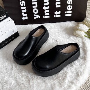 松糕厚底黑色勃肯包头半拖鞋女2026春新款一脚蹬懒人鞋外穿凉拖鞋