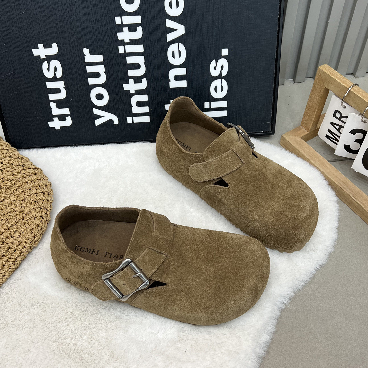 复古风全包勃肯鞋女真皮内增高女鞋圆头平底单鞋百搭一脚蹬懒人鞋,女鞋,勃肯鞋/软木鞋,淘宝优惠券,粉丝福利购,淘宝优惠卷