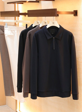 意式奢华2025秋冬季新款男叠穿莫代尔羊毛混纺翻领长袖打底衫1497