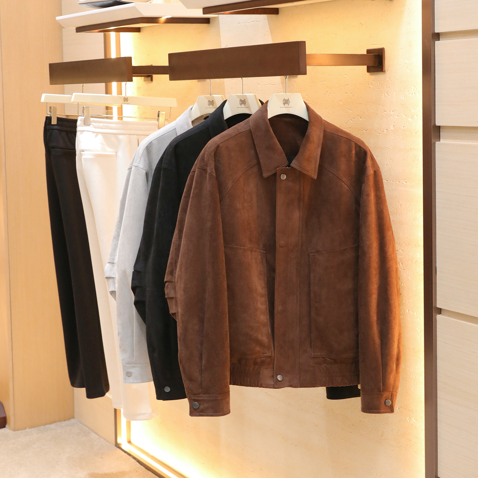 2025秋冬季新款男士轻熟极简风仿麂皮绒飞行员夹克棉服外套潮1541