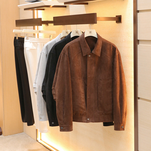 轻熟极简风仿麂皮绒飞行员夹克棉服外套潮1541 男士 2025秋冬季 新款