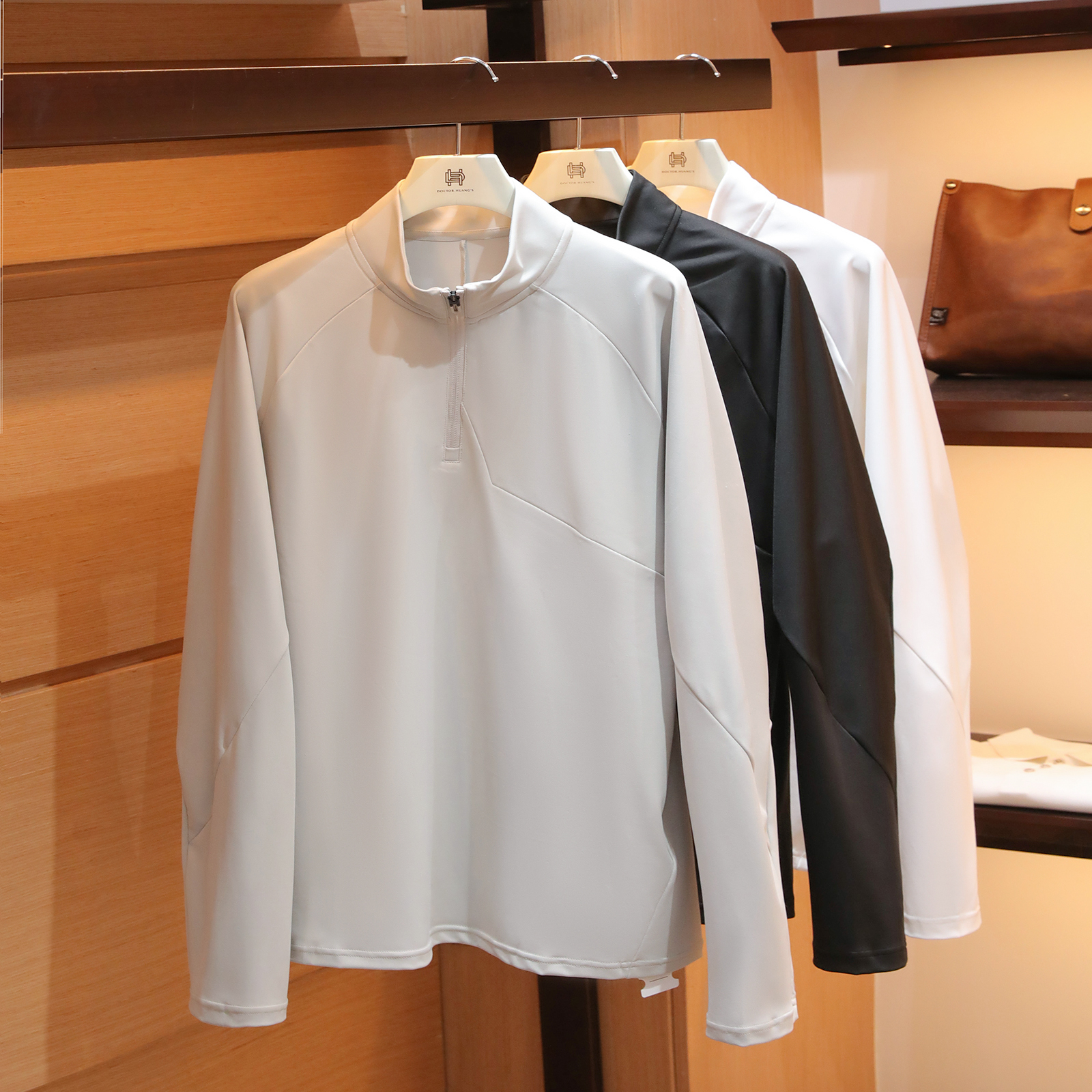 2025秋冬季新款男士户外运动跑步速干高弹半高领长袖打底衫潮1473