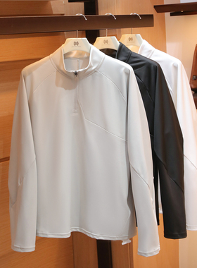 2025秋冬季新款男士户外运动跑步速干高弹半高领长袖打底衫潮1473