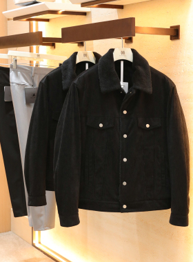 2025秋冬季新款男士加绒保暖复古老钱风灯芯绒羊羔毛外套棉衣1711