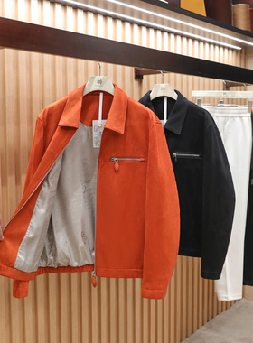 法式高奢2026春季新款男高端户外麂皮绒商务休闲翻领夹克外套2120