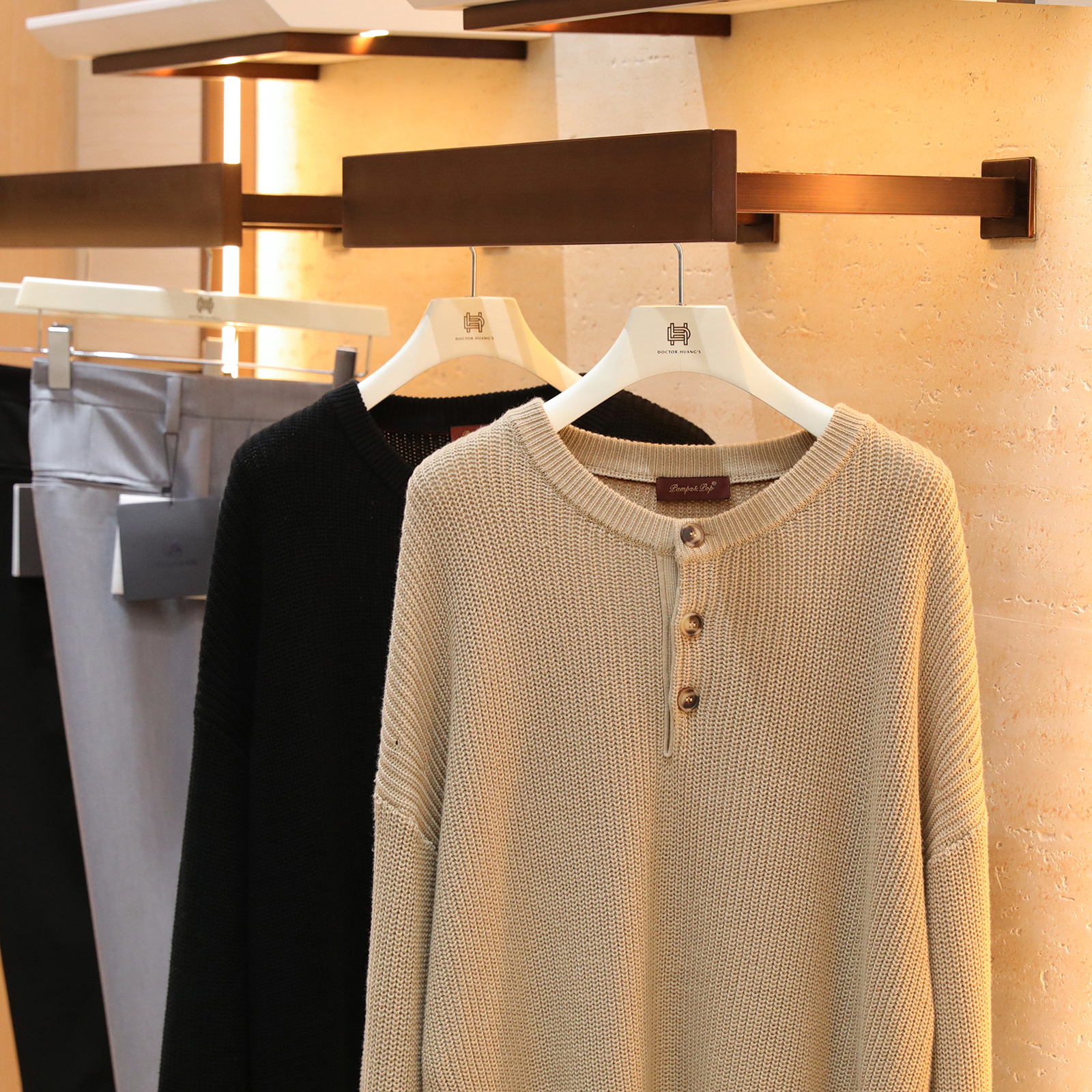 2025秋冬季新款男士叠穿老钱风针织衫贵亨利领圆领慵懒风毛衣1530