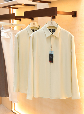 意式奢华2025秋冬季新款男高端内搭莱赛尔棉亚麻混纺长袖衬衫1643